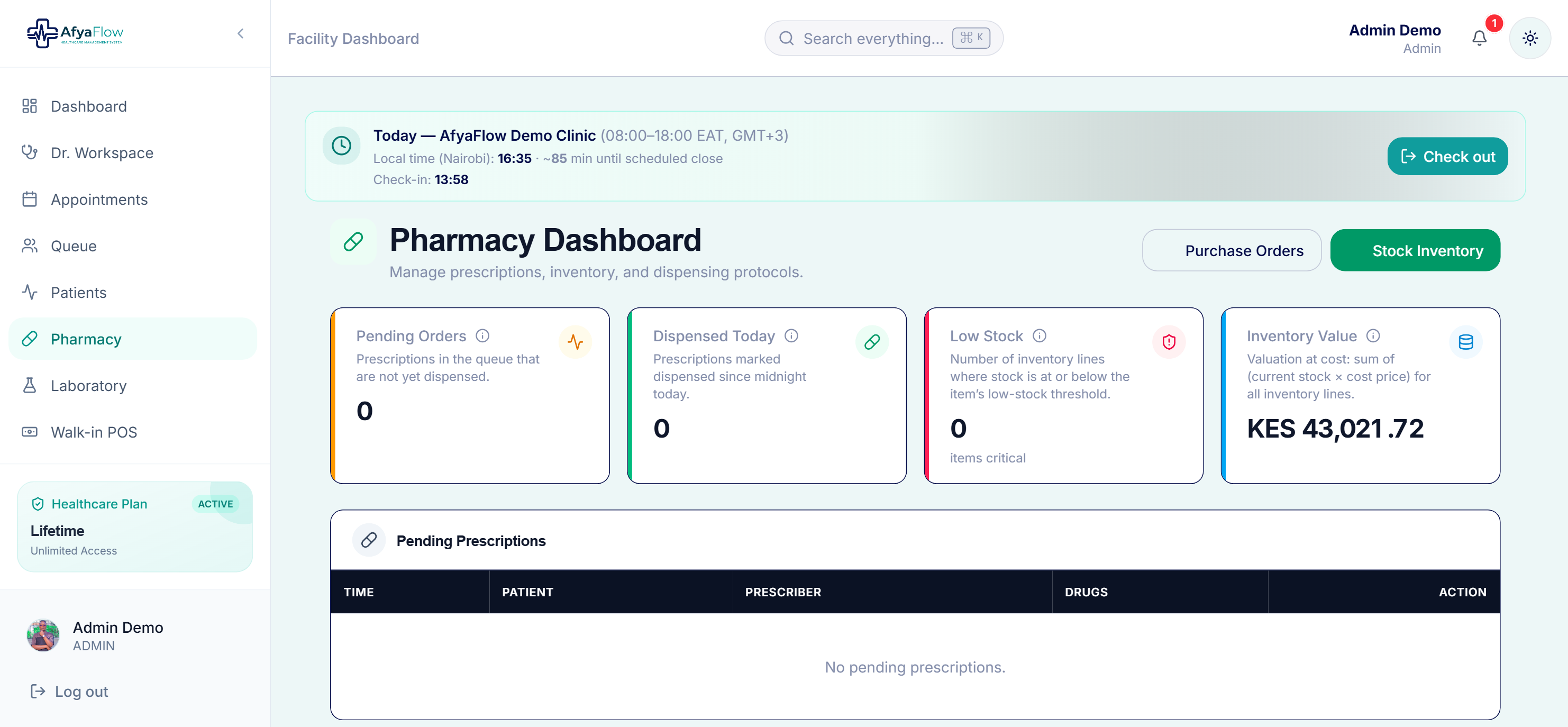 Pharmacy dashboard