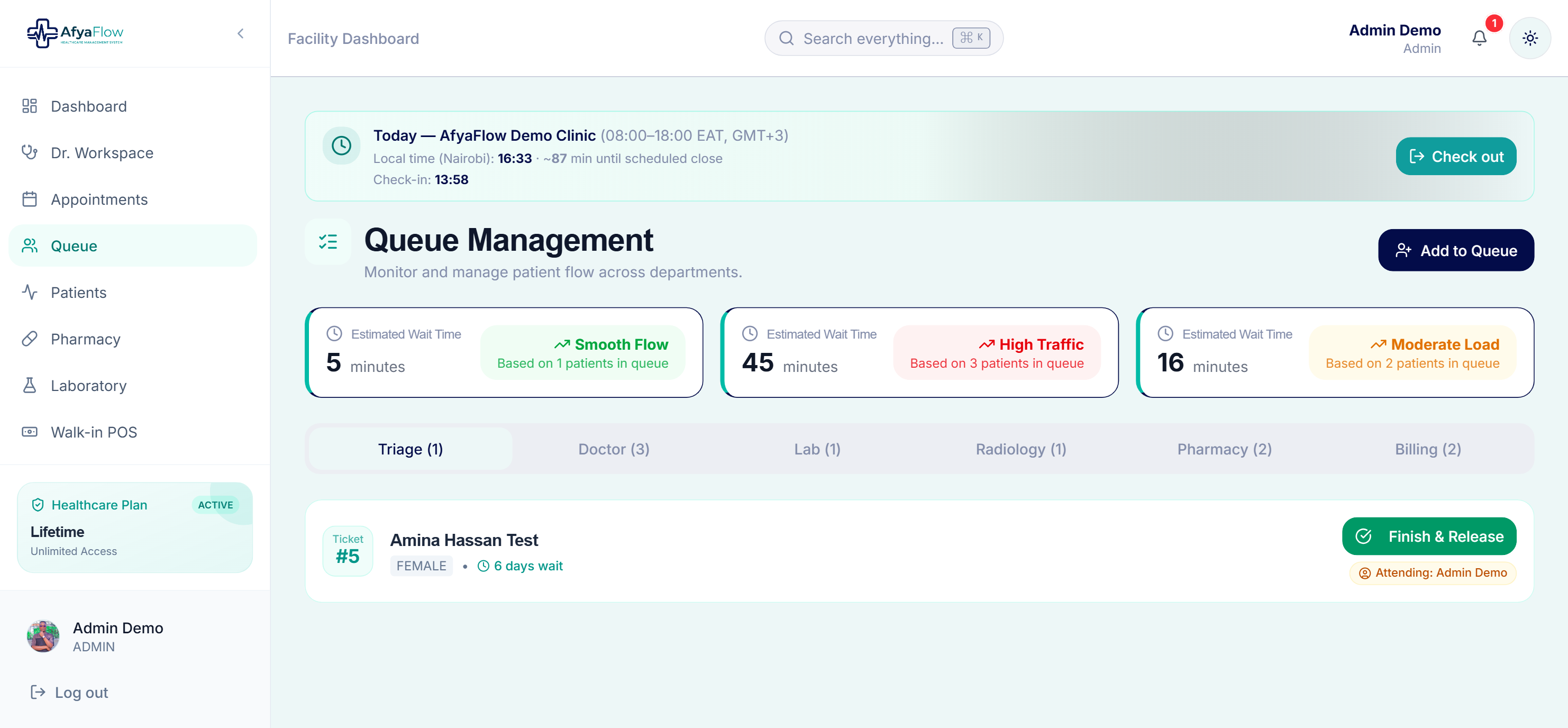Live patient queue